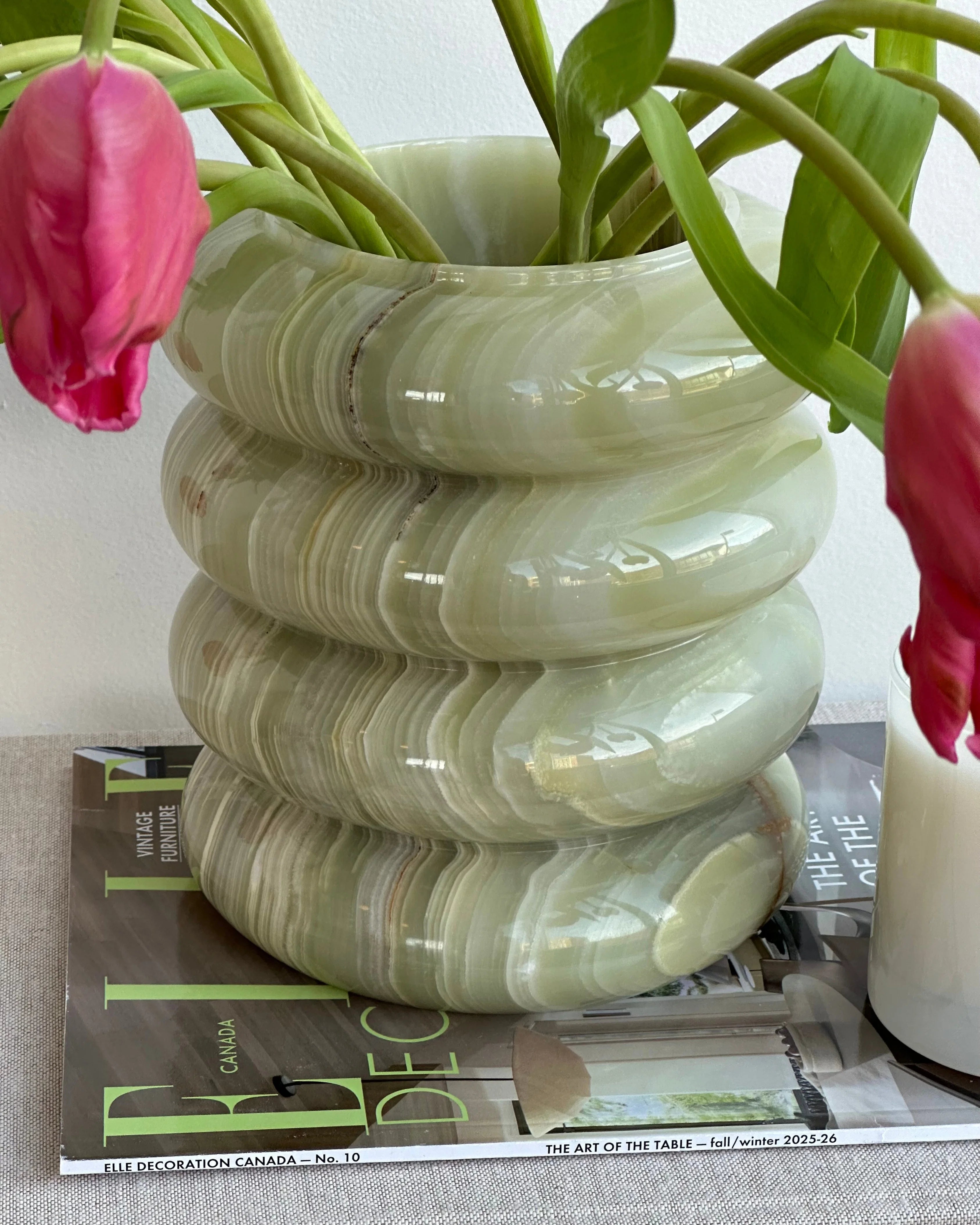 Bubble Vessel Light Green Onyx