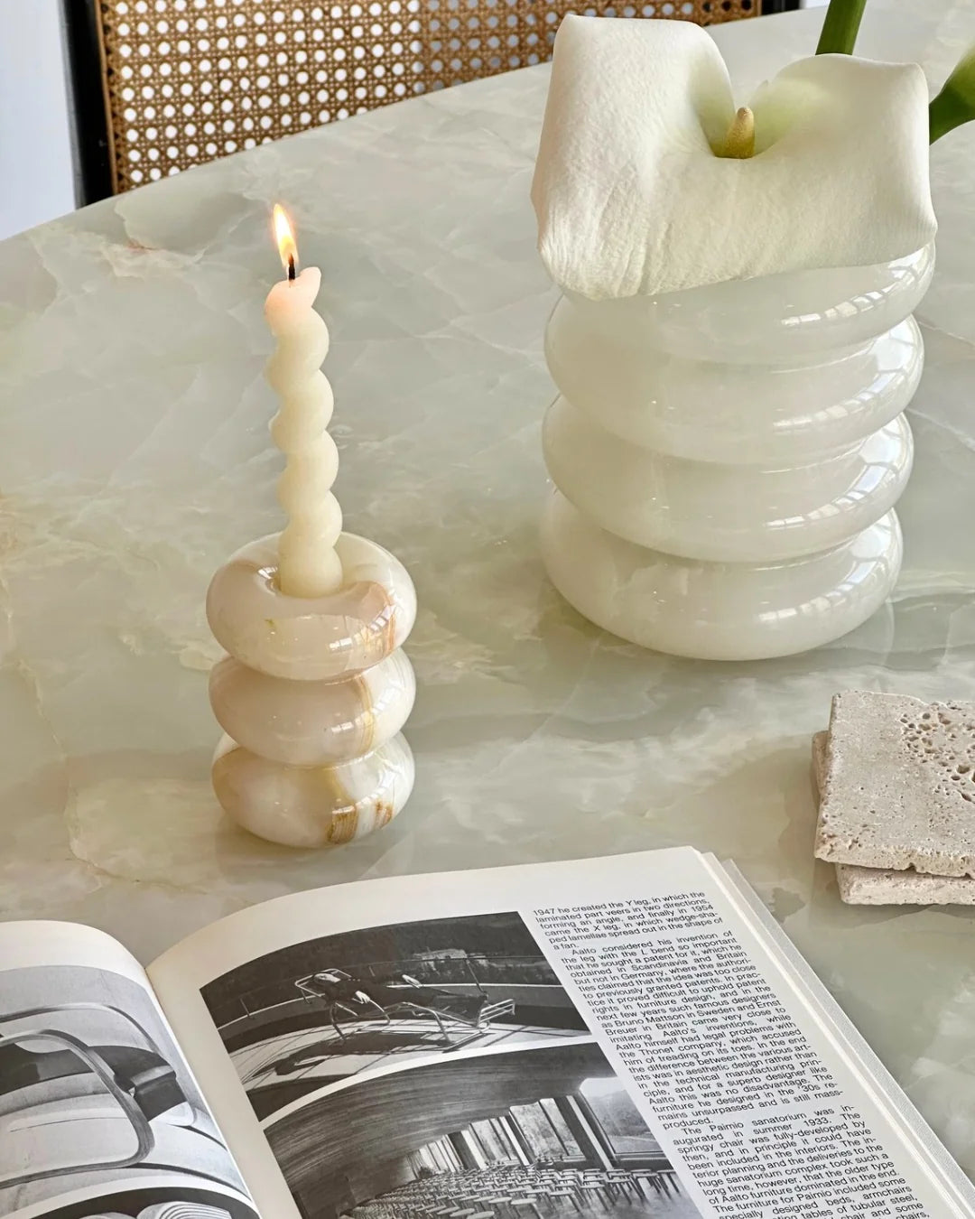 The Bubble Candleholder White Onyx