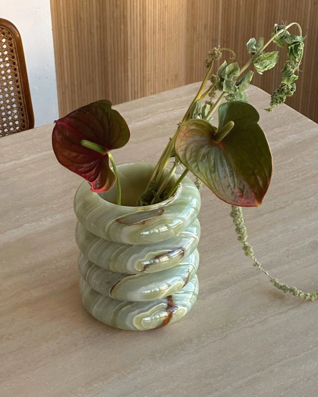 Bubble Vessel Light Green Onyx