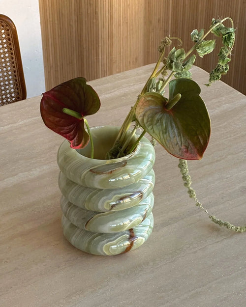 Bubble Vessel Light Green Onyx