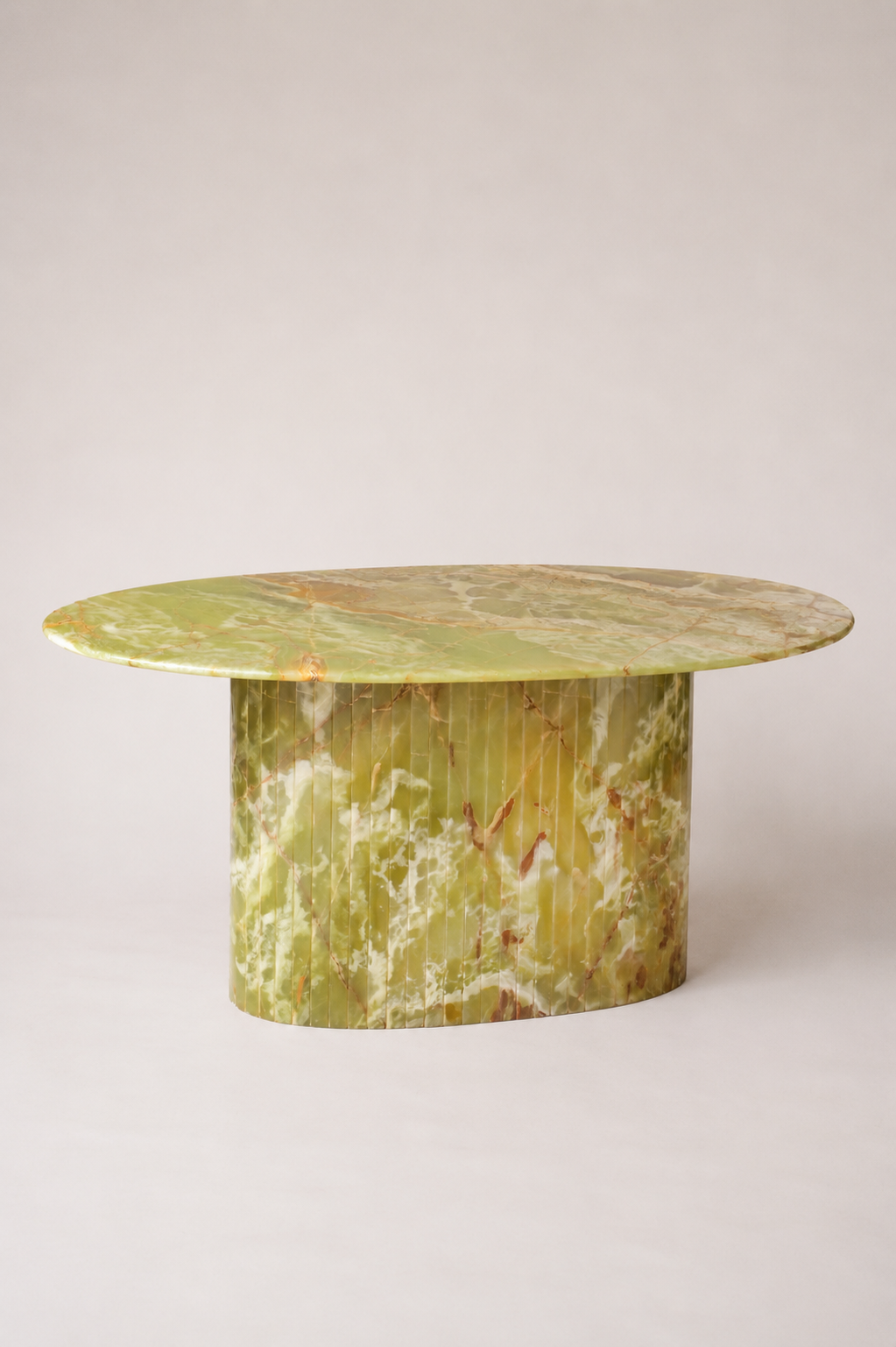 Oval Reed Dining Table In Dark Green Onyx