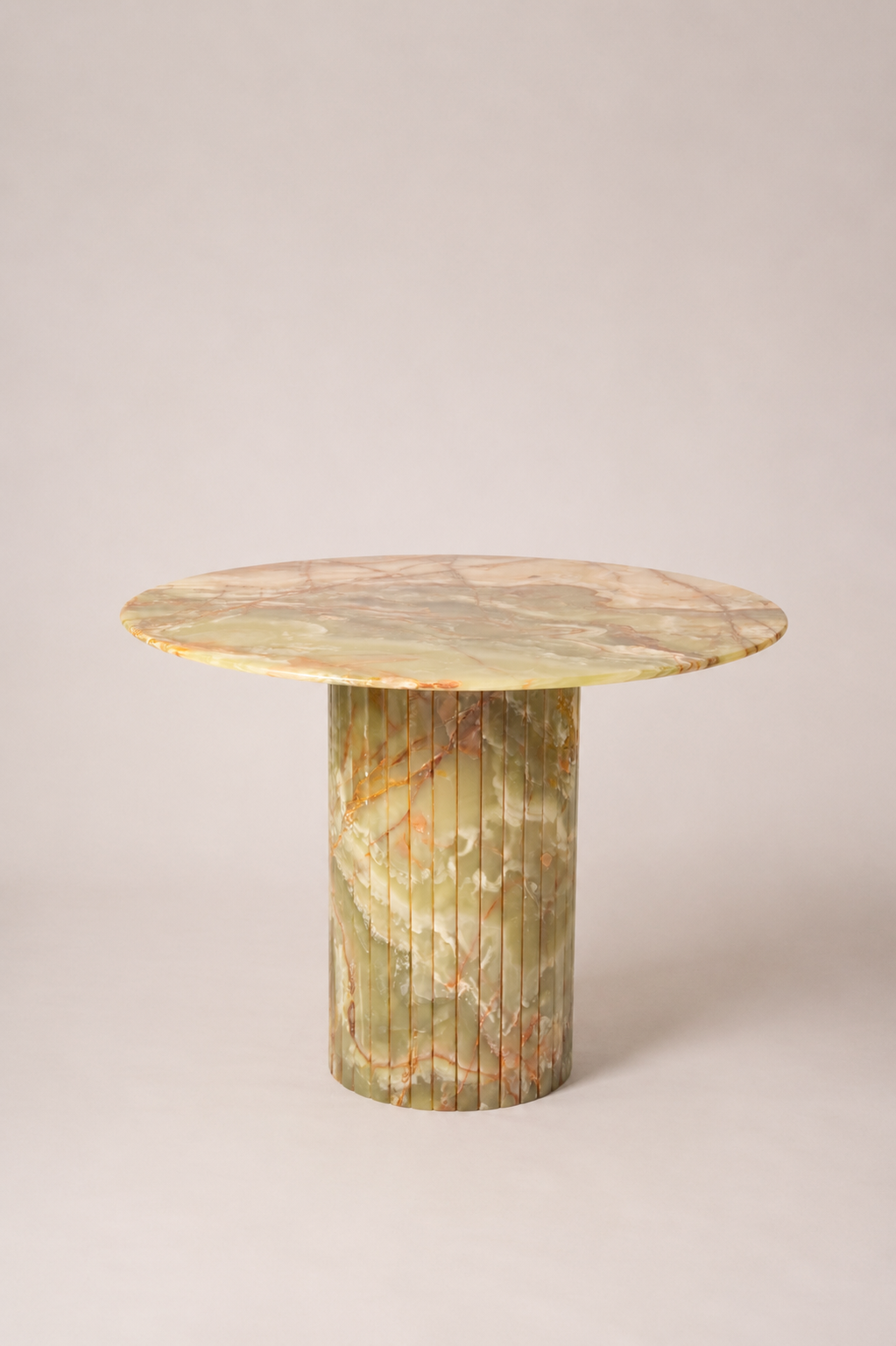 Reed Round Dining Table In Dark Green Onyx