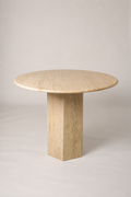 Hex Round Dining Table In Beige Travertine