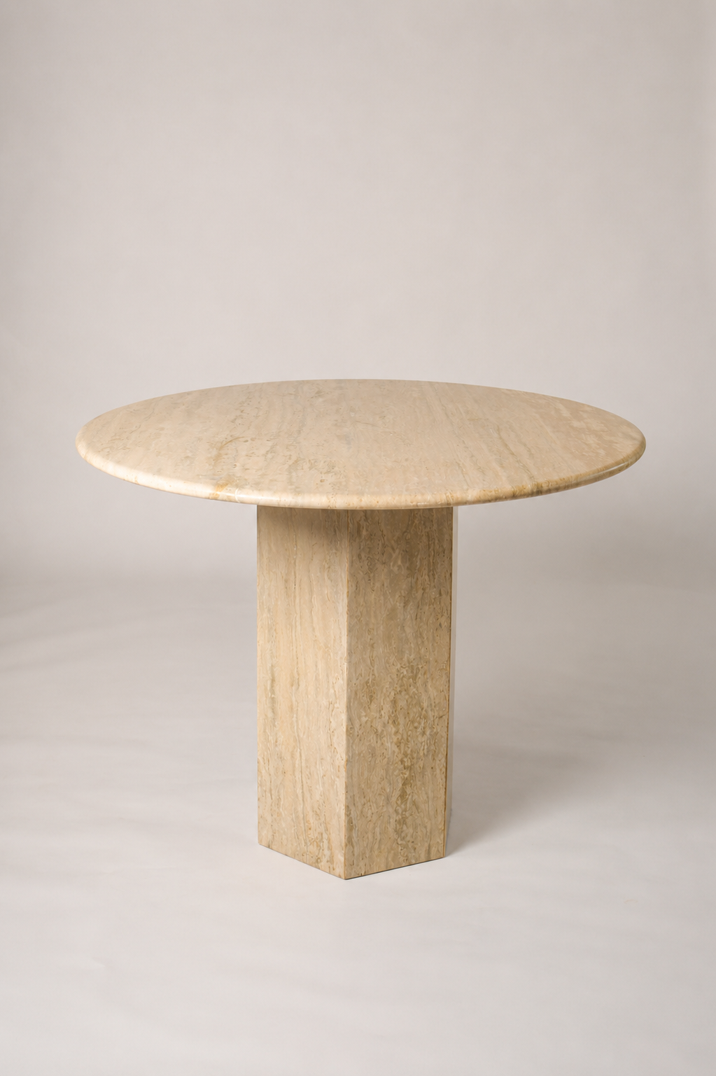 Hex Round Dining Table In Beige Travertine