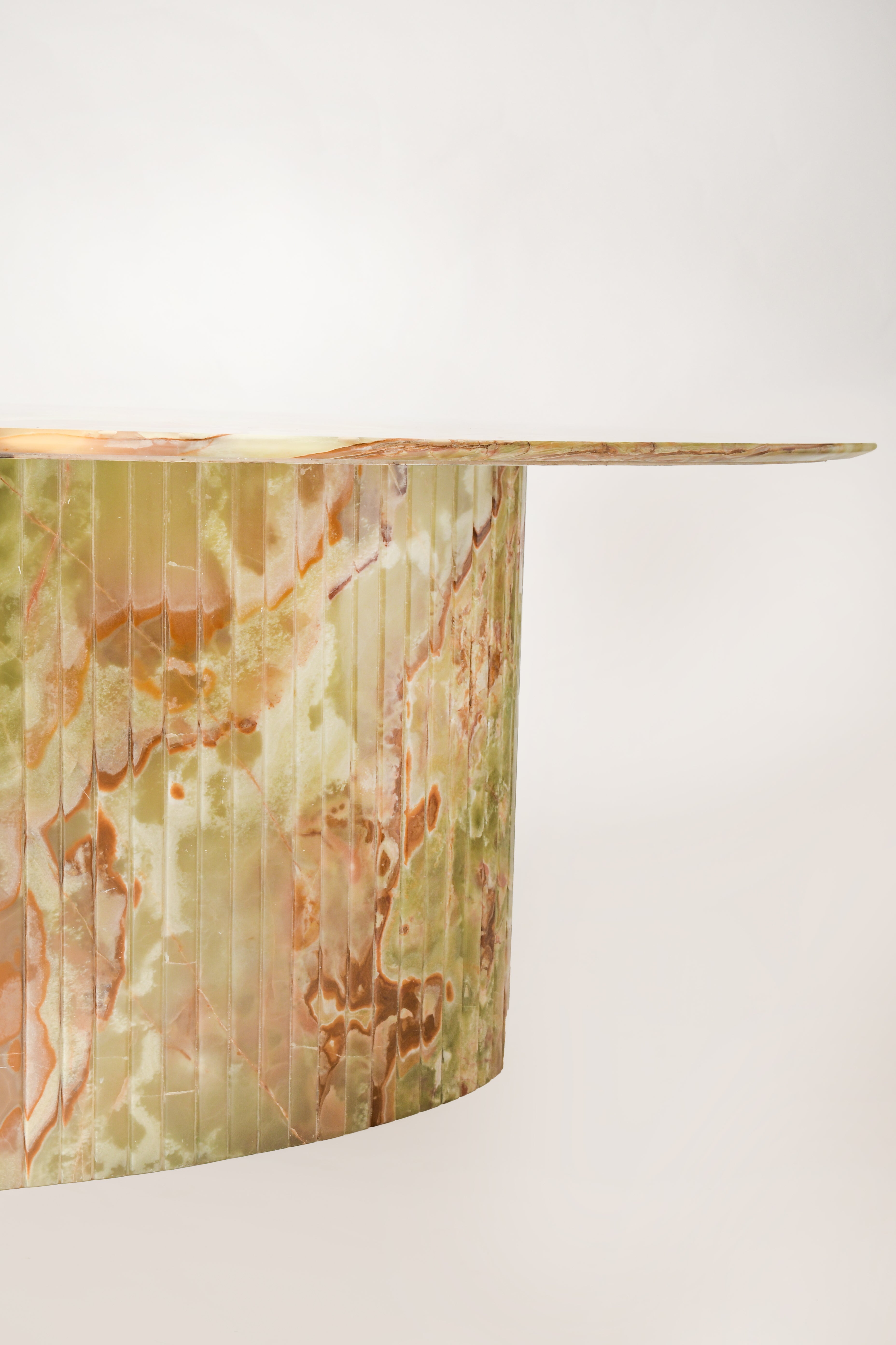 Oval Reed Dining Table In Dark Green Onyx