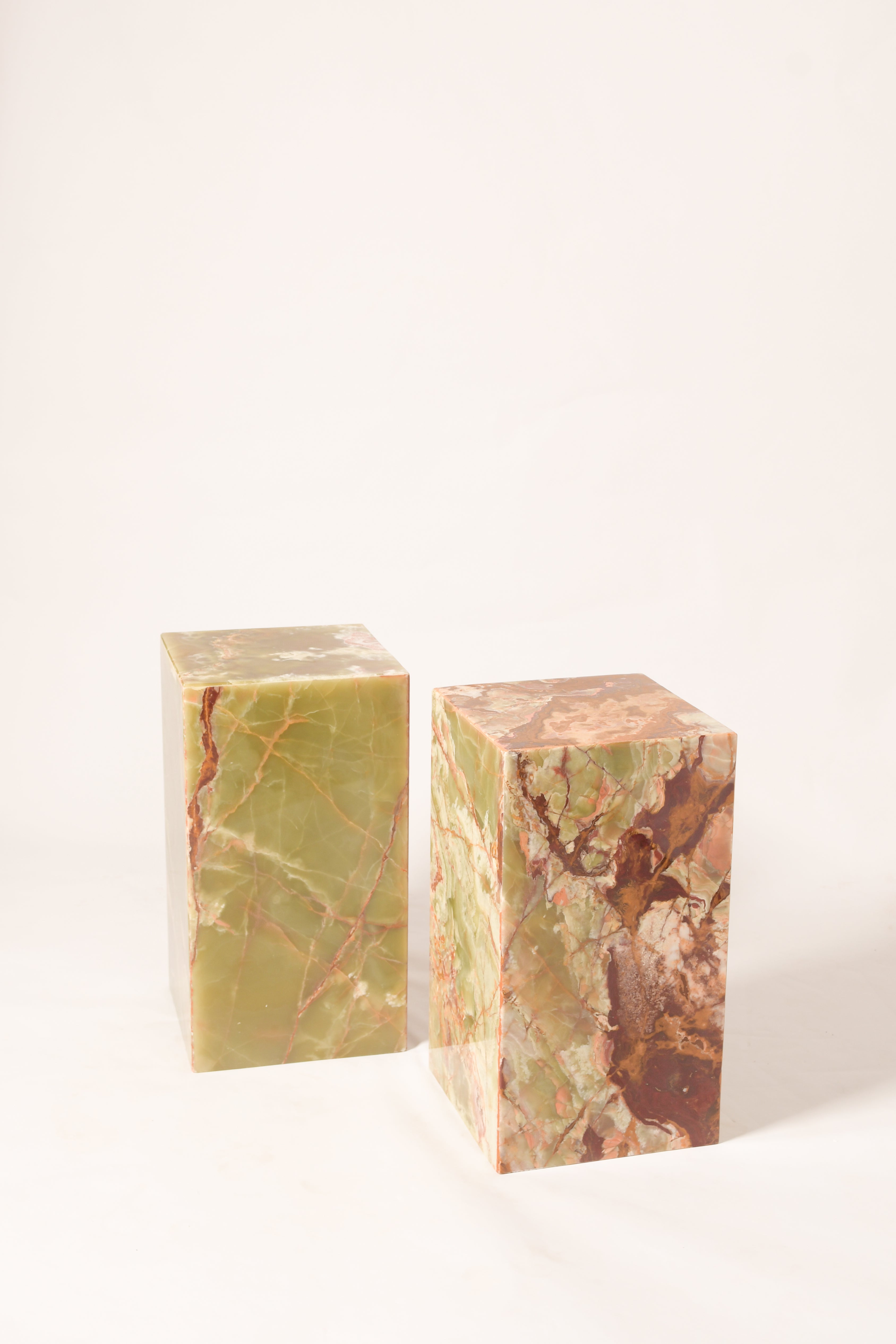 Plinth Side Table In Dark Green Onyx