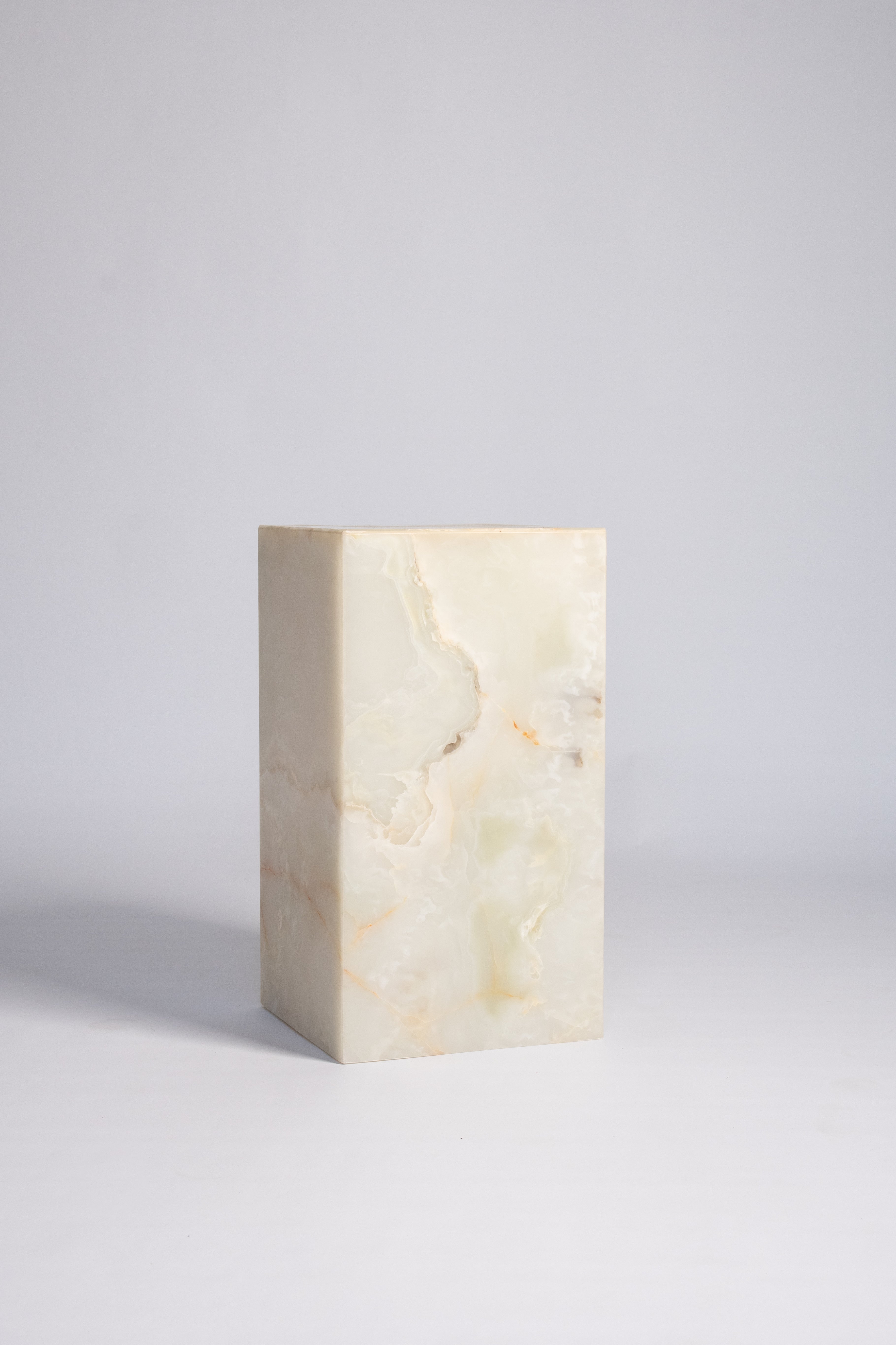 Plinth Side Table In Light Green Onyx