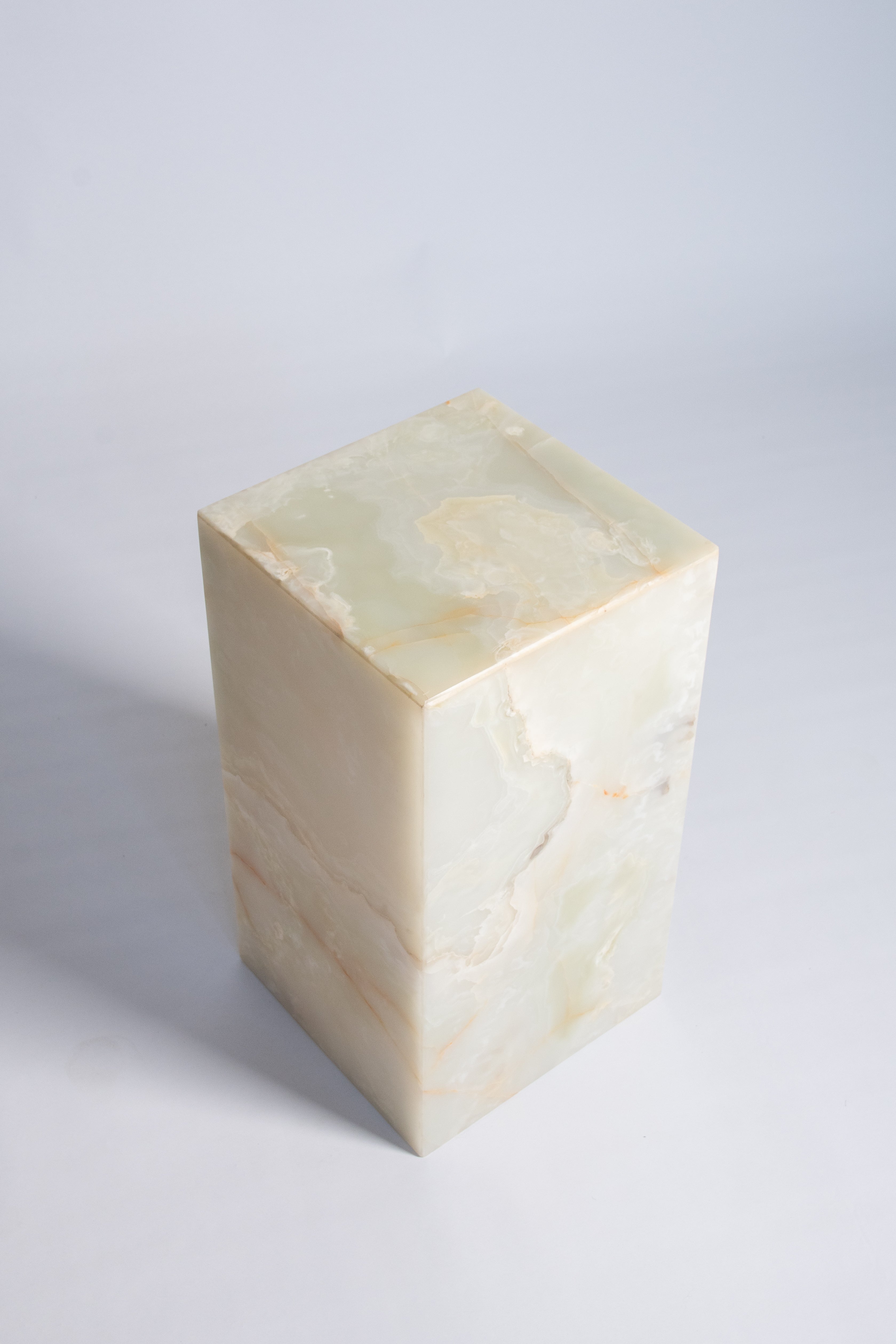 Plinth Side Table In Light Green Onyx