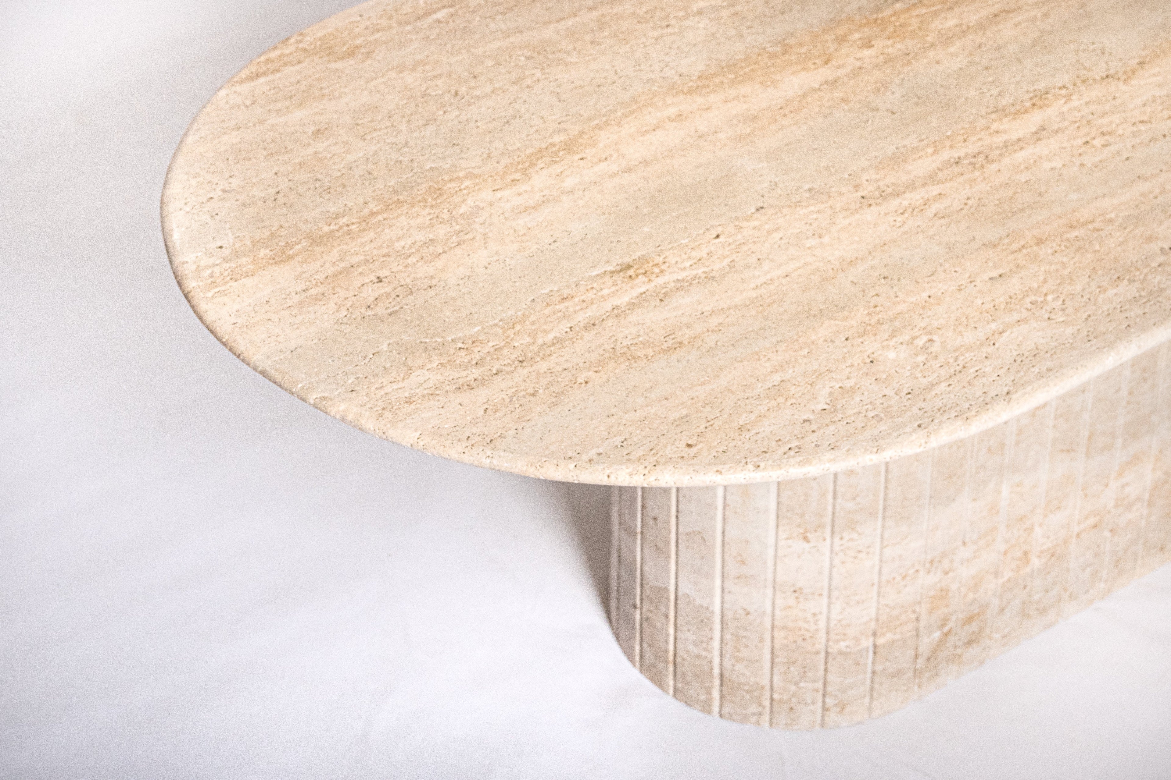 Reed Coffee Table In Beige Travertine