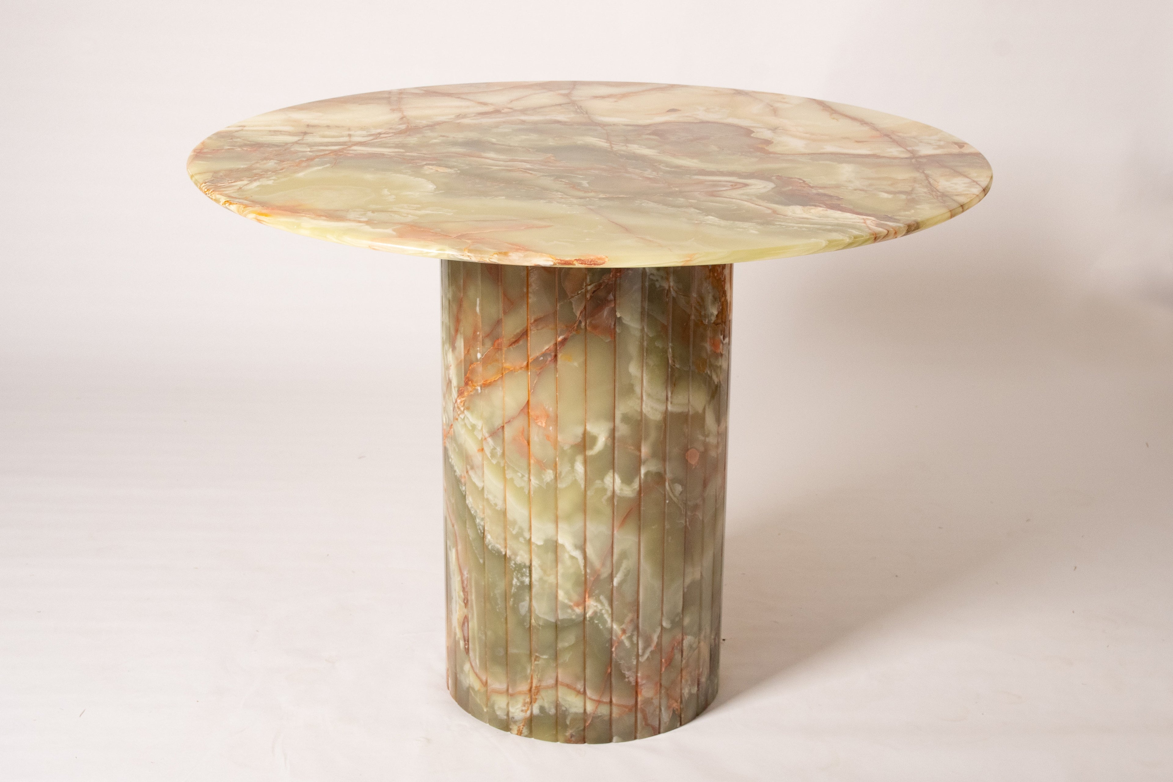 Reed Round Dining Table In Dark Green Onyx