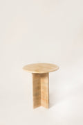 Crux Side Table In Beige Travertine