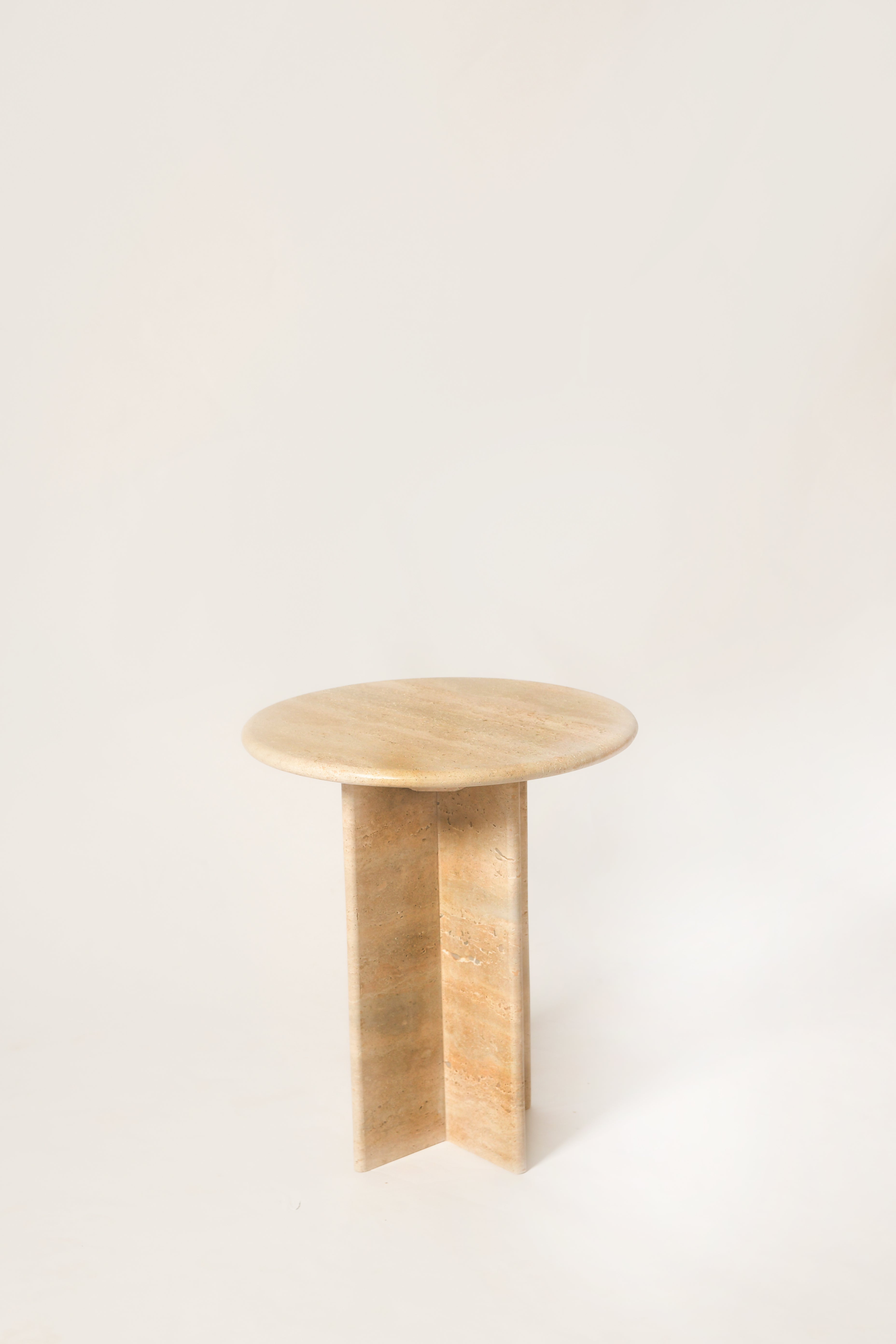 Crux Side Table In Beige Travertine