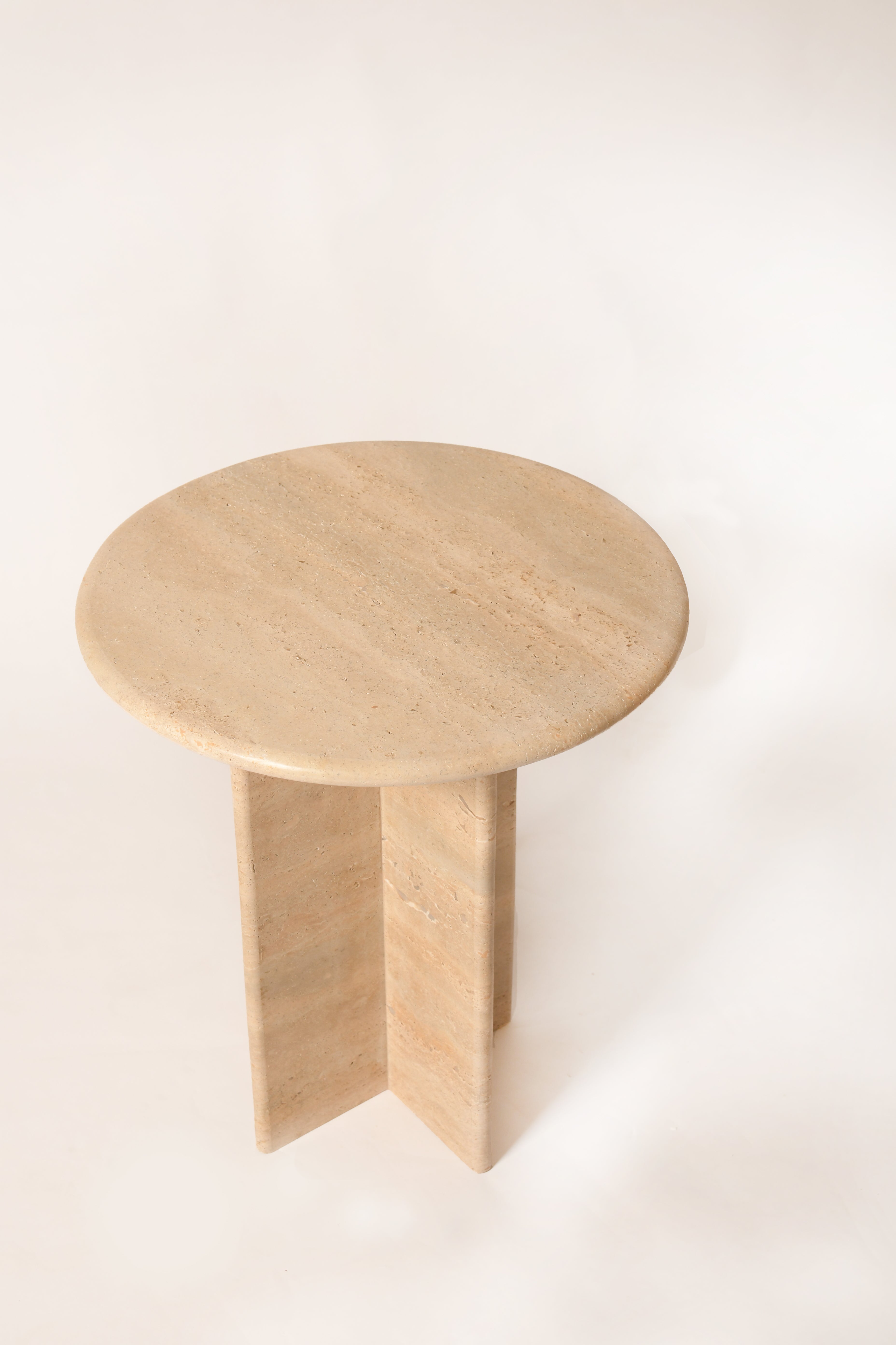 Crux Side Table In Beige Travertine