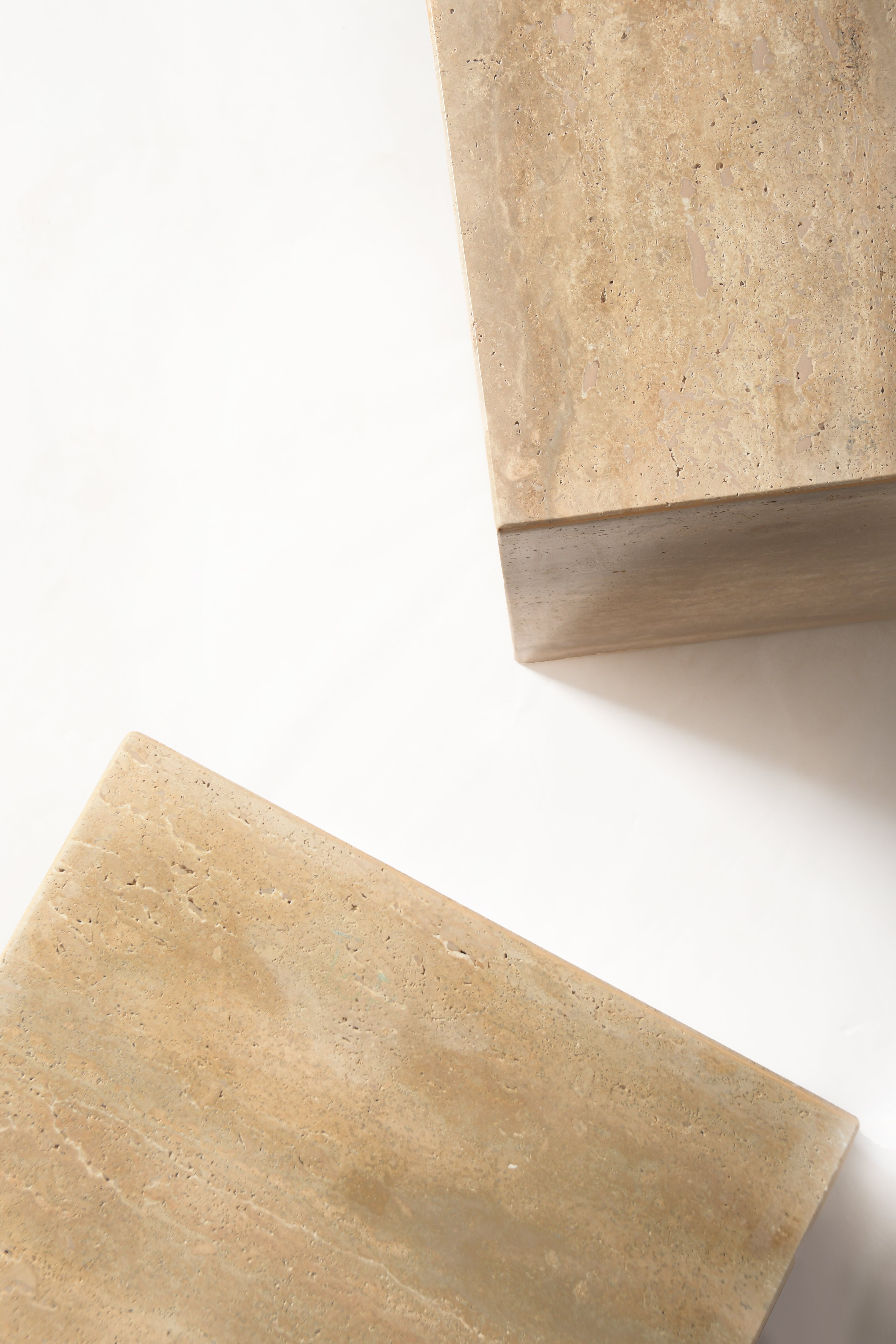 Cube Side Table In Beige Travertine