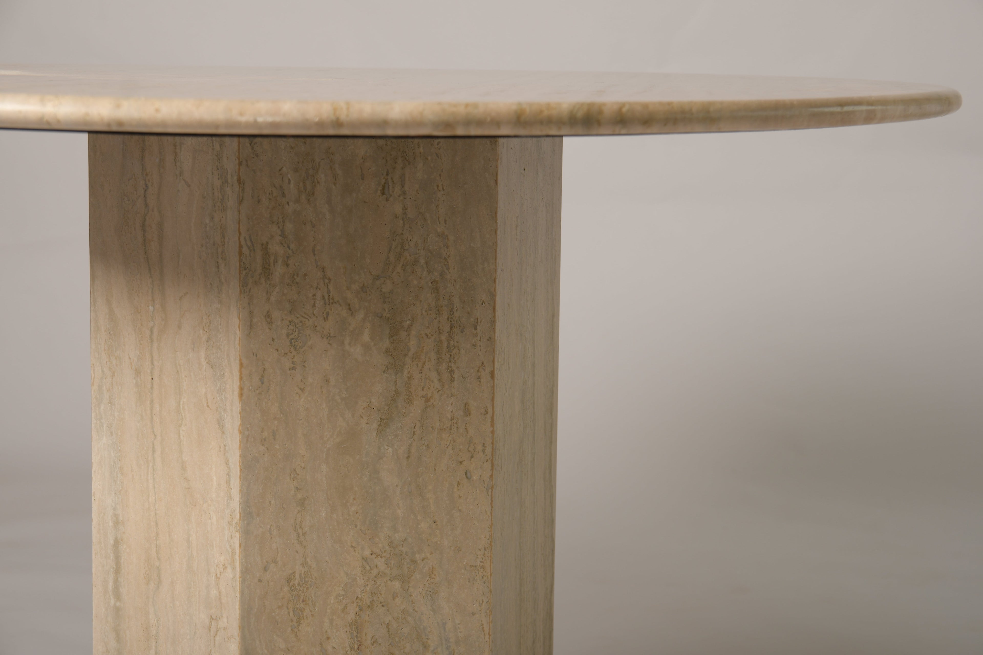Hex Round Dining Table In Beige Travertine