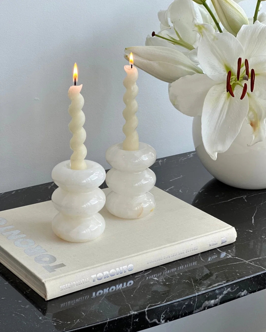 The Bubble Candleholder White Onyx