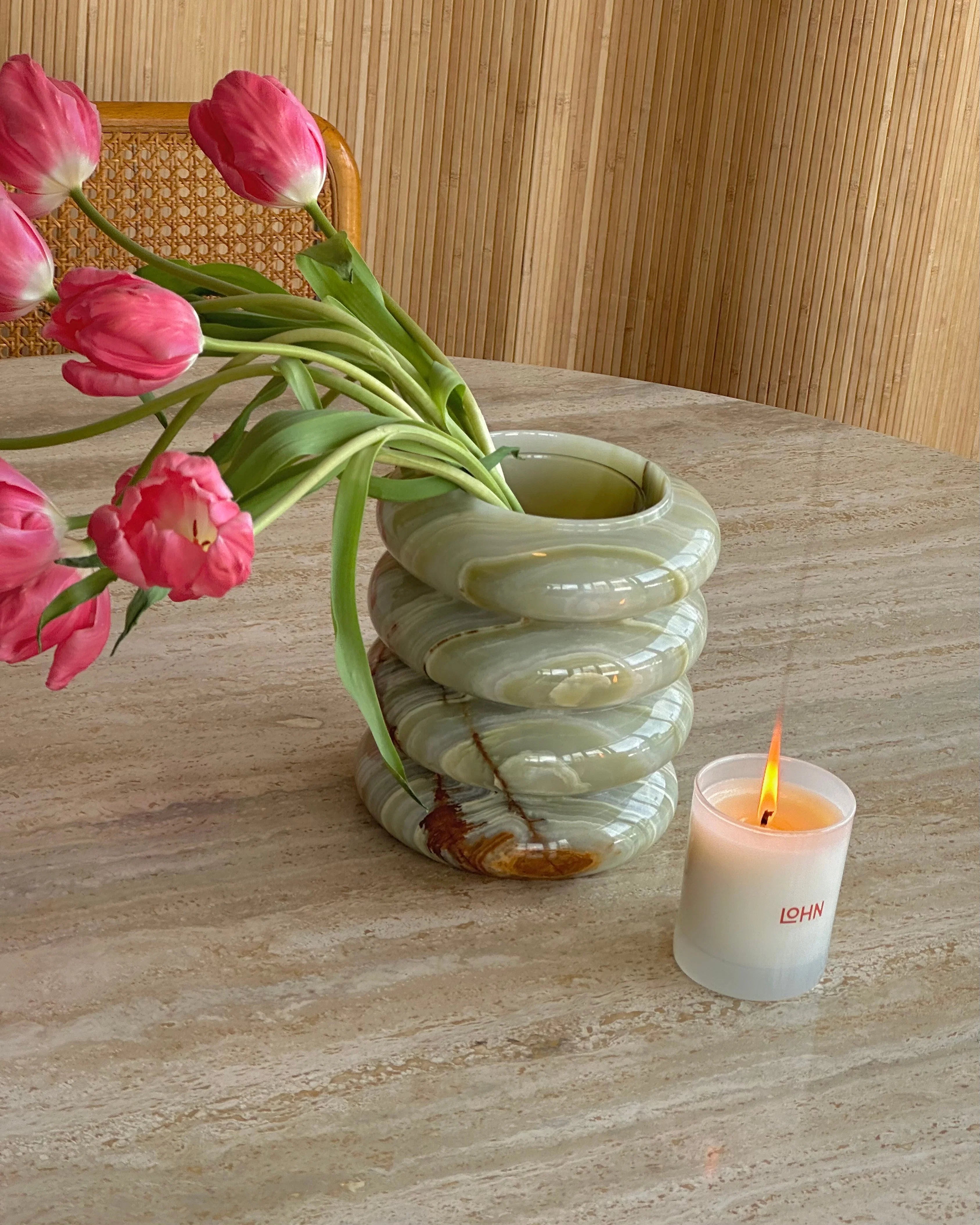 Bubble Vessel Light Green Onyx