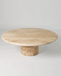 Grooved Coffee Table In Beige Travertine