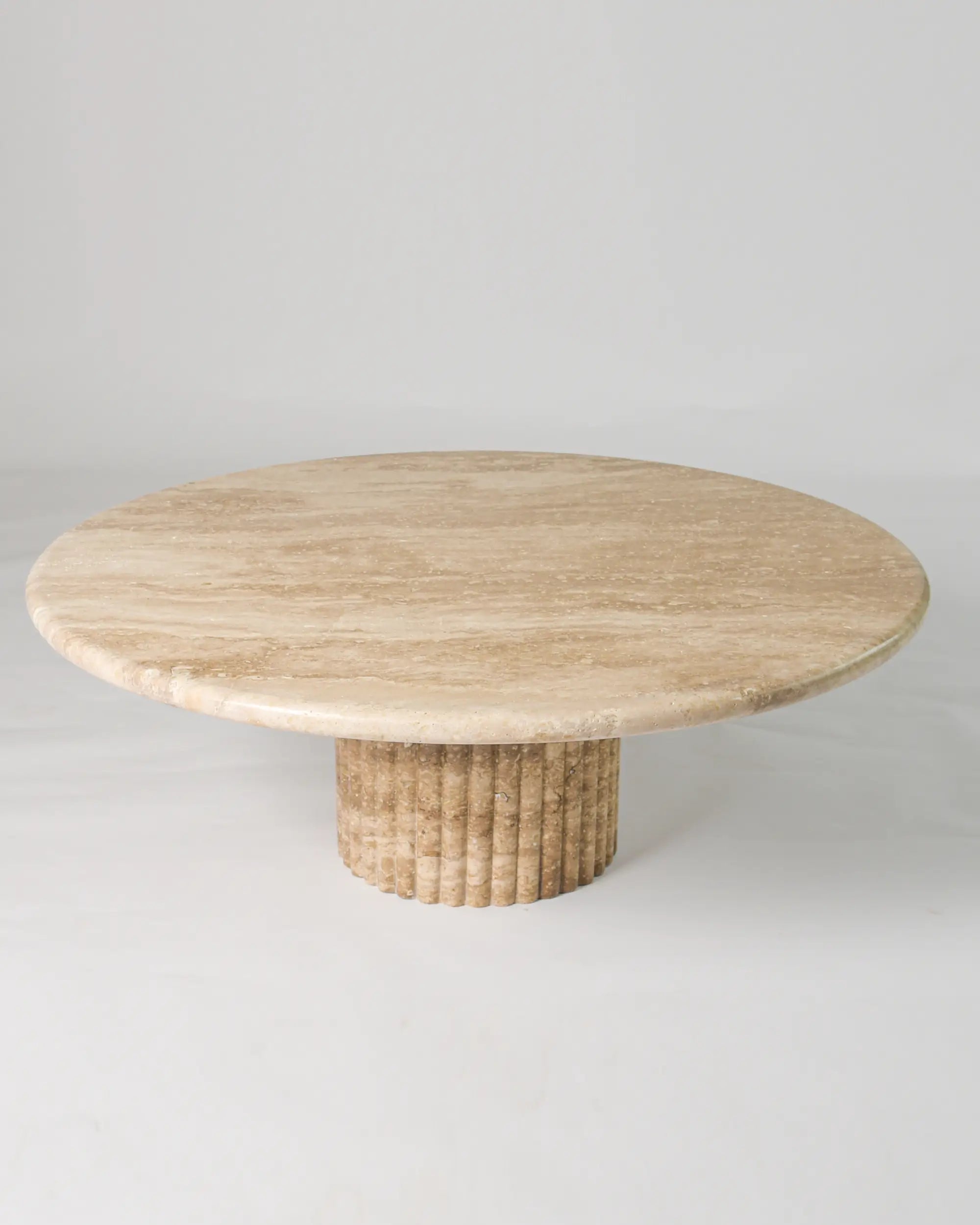 Grooved Coffee Table In Beige Travertine