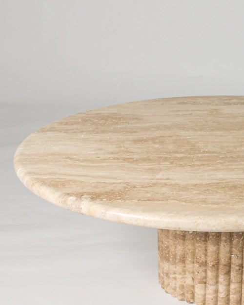 Grooved Coffee Table In Beige Travertine