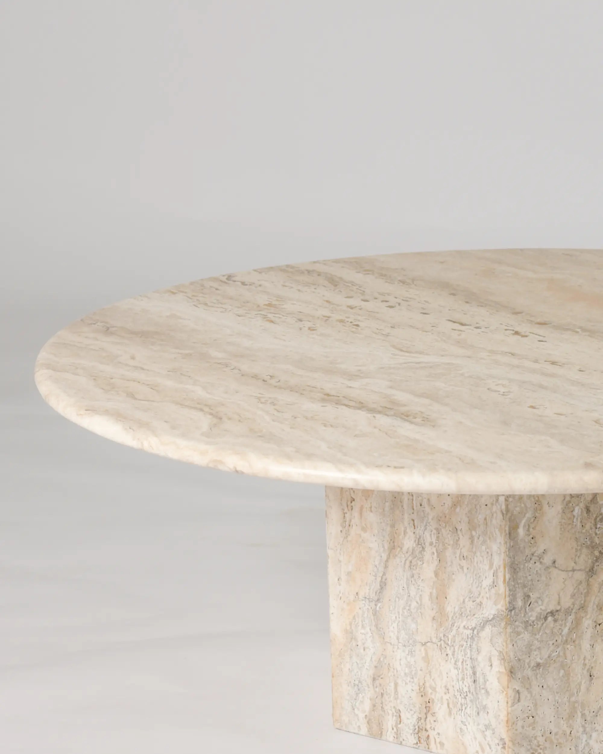 Hex Round Coffee Table In Cream Travertine
