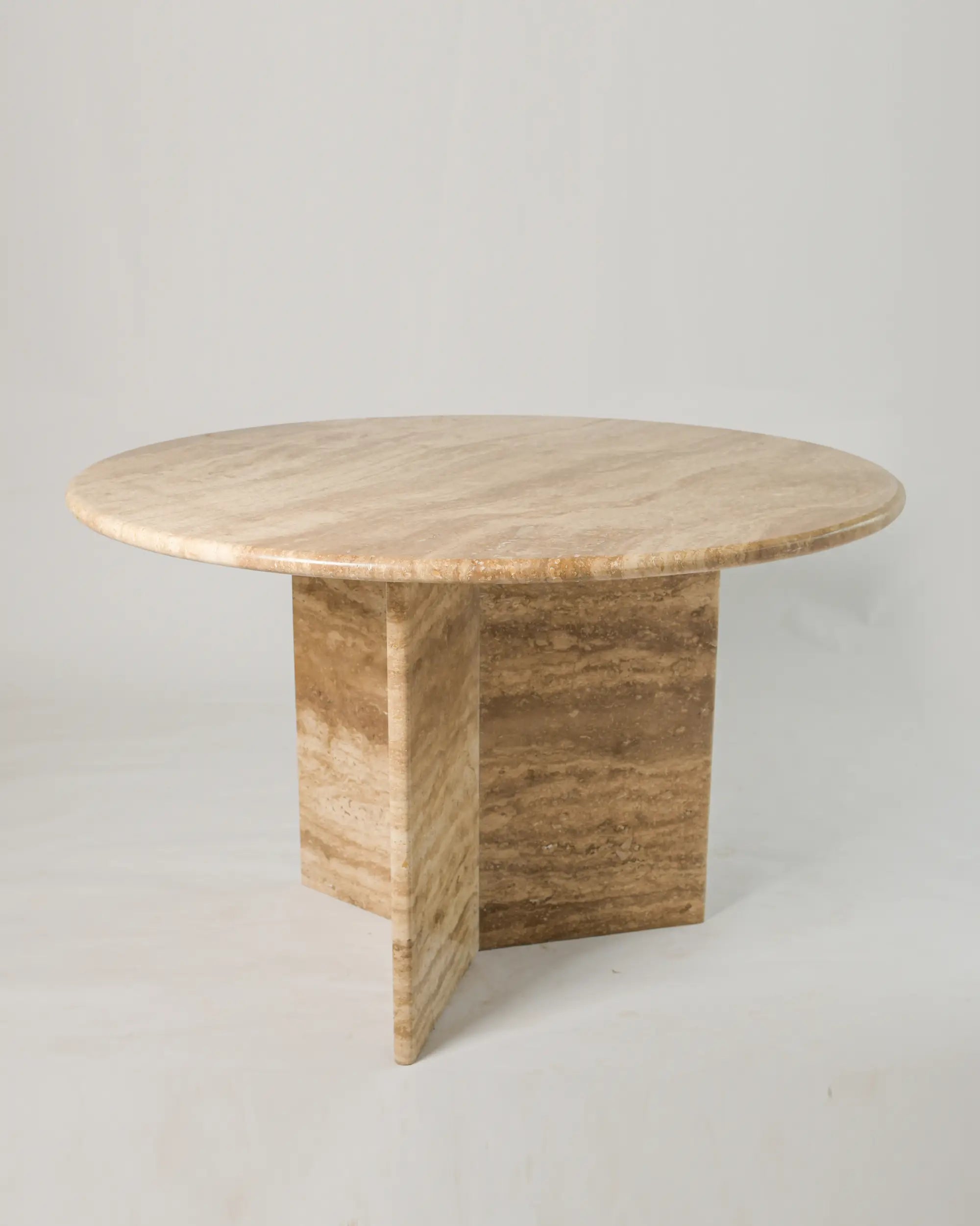 Trio Round Dining Table In Beige Travertine