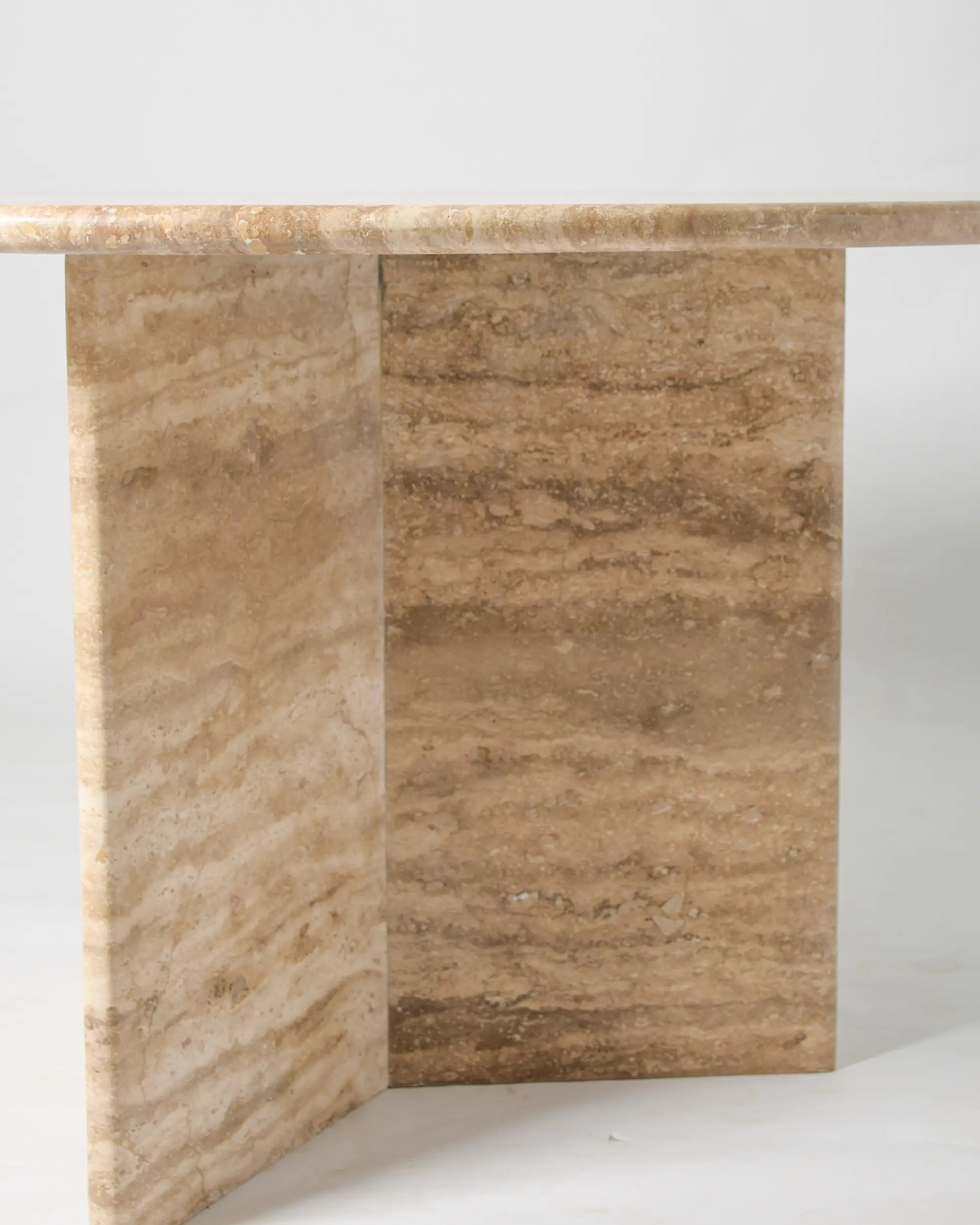Trio Round Dining Table In Beige Travertine
