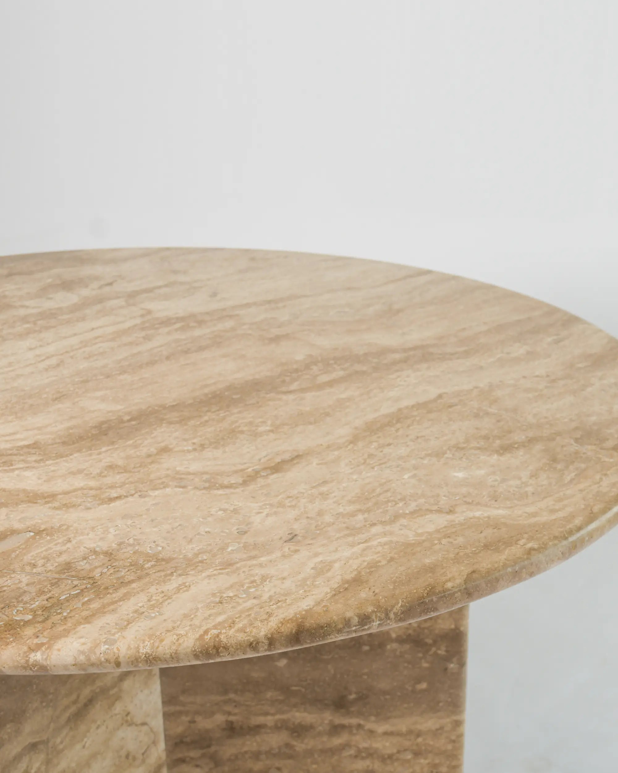 Trio Round Dining Table In Beige Travertine