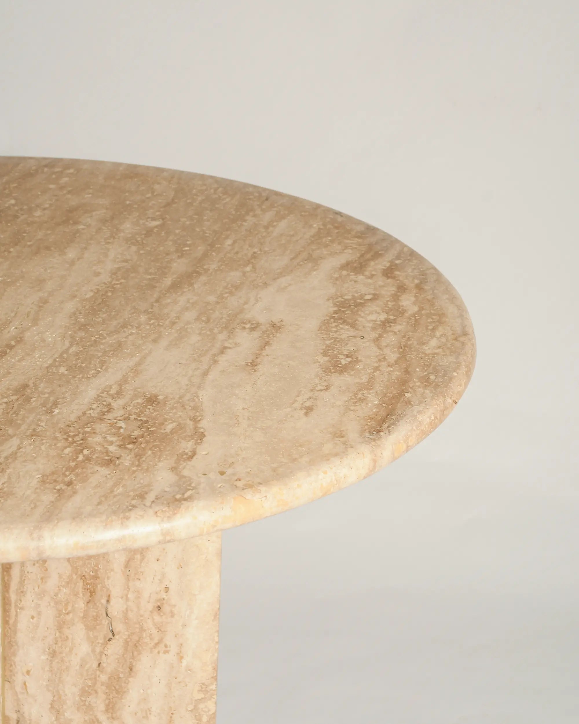 Trio Round Dining Table In Beige Travertine