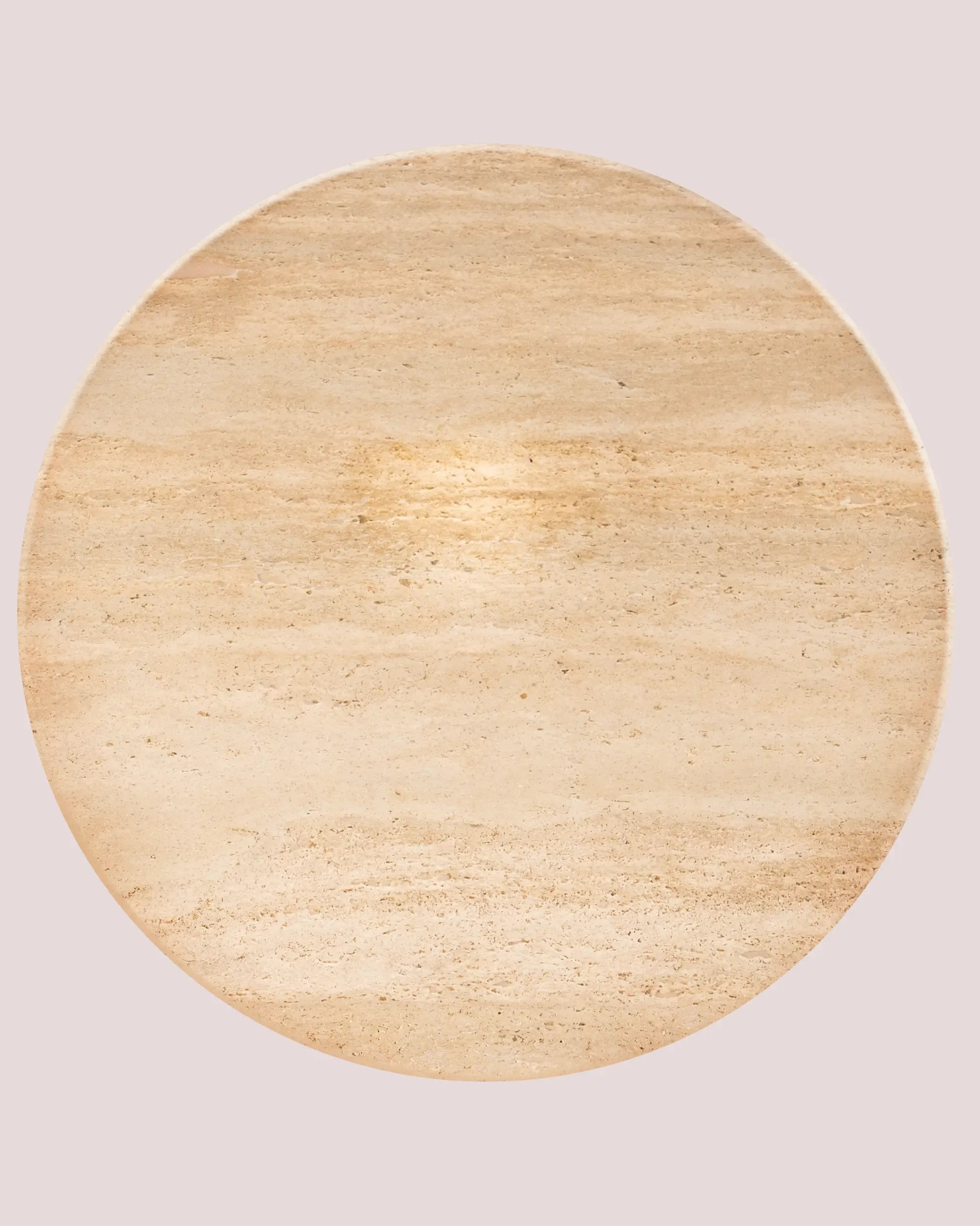Round Reed Coffee Table In Beige Travertine