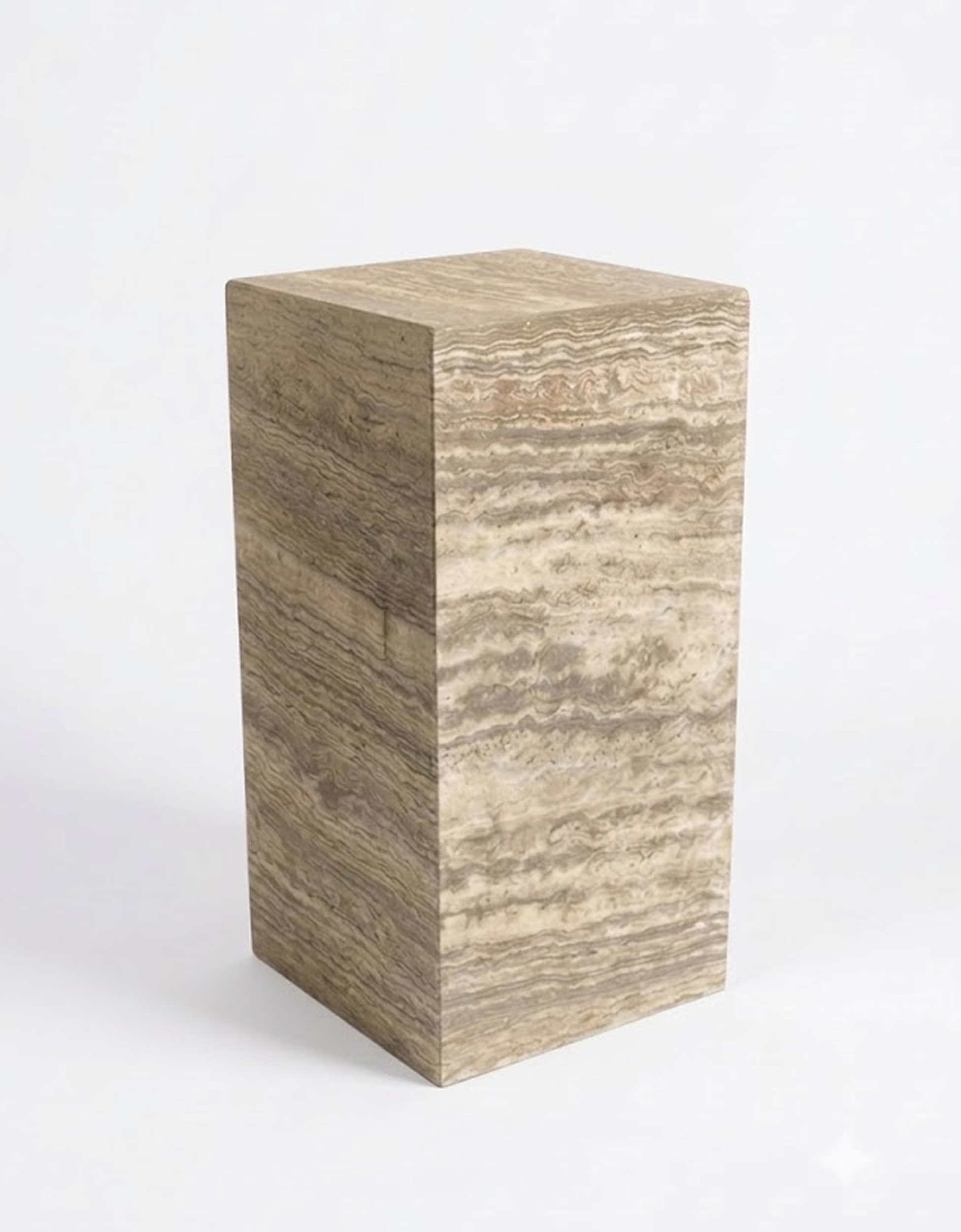 Plinth Side Table In Silver Travertine
